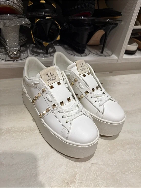 Valentino Garavani White Rockstud Platform Sneakers