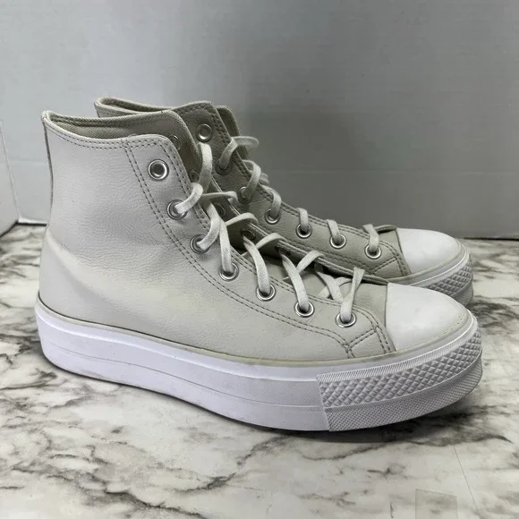 Converse Chuck Taylor All Star More Lift Hi Platform Sneaker Cream Women 9.5