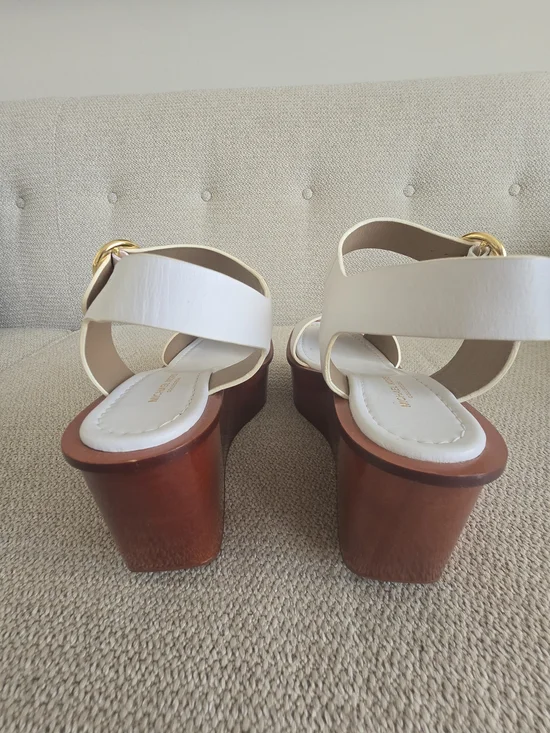 RARE ARCHIVA L Michael Kors Collection Bridgette Wood Flatform Sandals. 7.5 NWOB