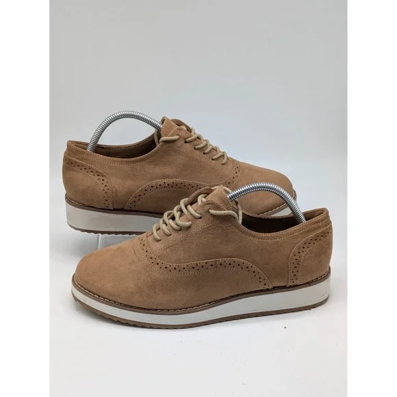 Torrid Lace Up Oxford Shoes Tan Suede Platform Comfort Women's Size 10WW