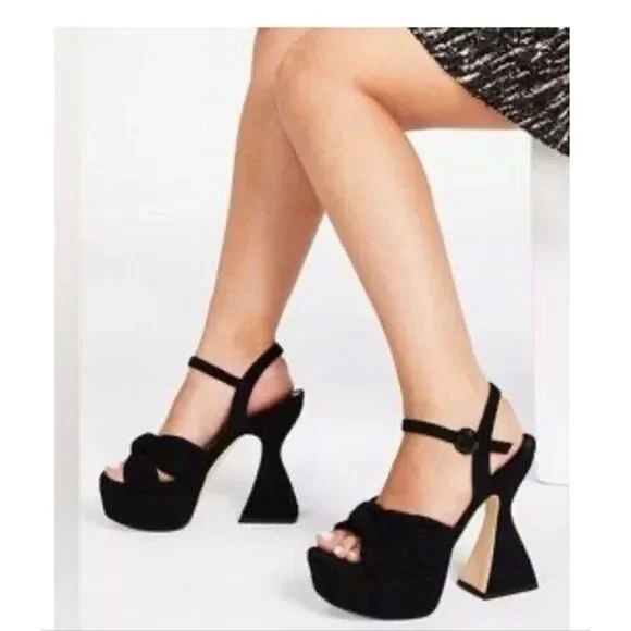Circus by Sam Edelman Audrea Black Velvet  Platform Sandal Size 8.5 New