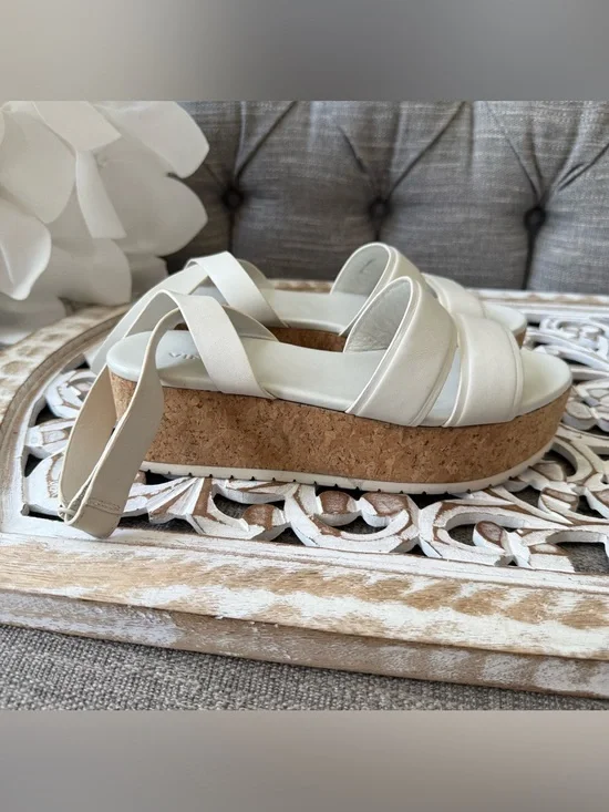 Vince White Cork Platform Ankle Strap Sandals Shoes 7.5 $250
