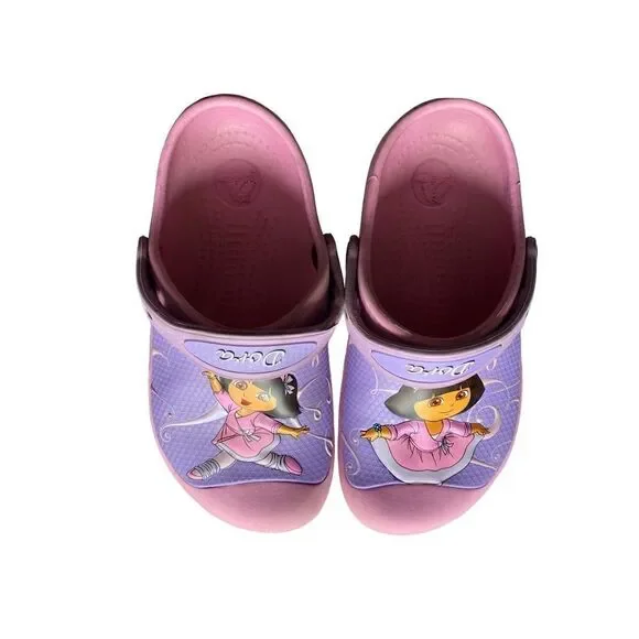 Crocs, kids, Dora, the Explorer belly slip on sling back croc size 13