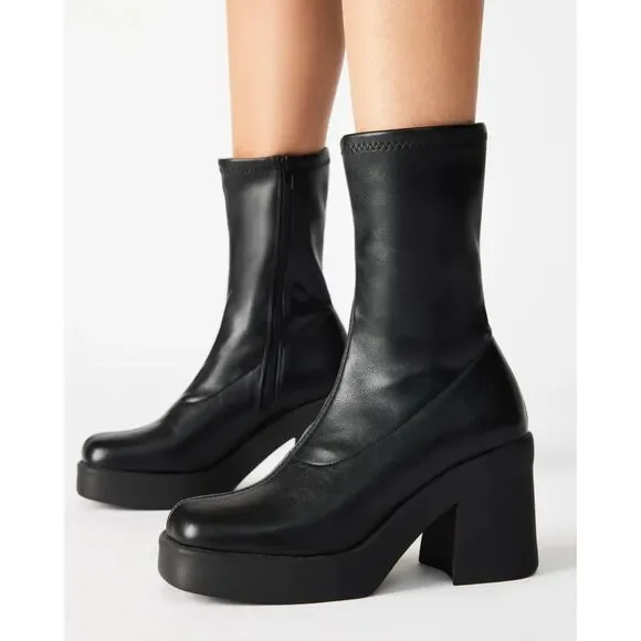 Steve Madden Klayton Boots in Black Vegan Leather - Size 6.5 US (Orig. $130)