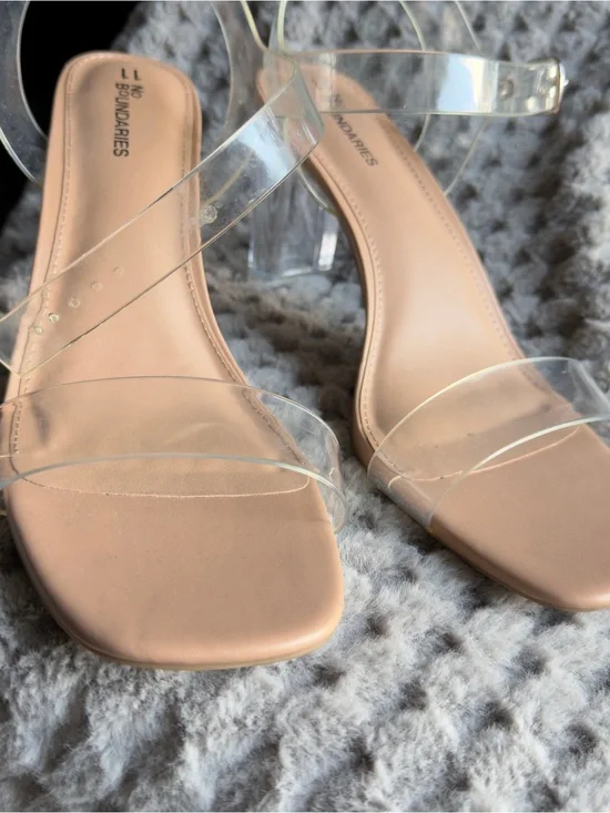No Boundaries Clear Strap Nude Heeled Sandals