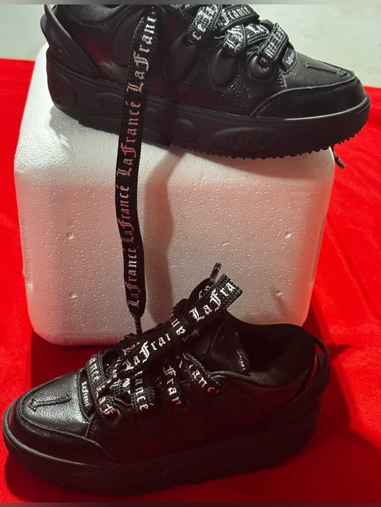 Puma Black Platform Sneakers with Branded Ribbon Laces