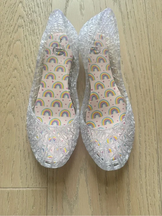 wonder nation Clear Jelly Ballet Flats with Rainbow Insole