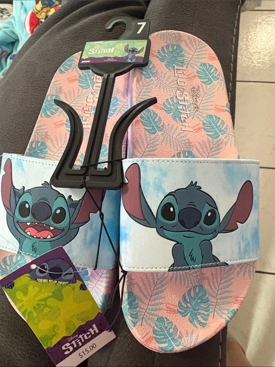 Disney Stitch Pink and Teal Slide Sandals