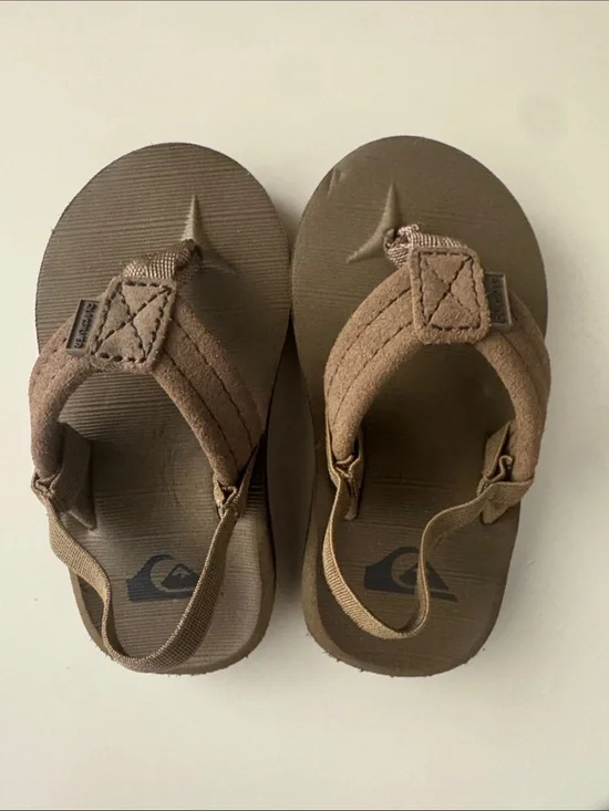 Toddler Brown Flip Flop Sandals with Secure Back Strap