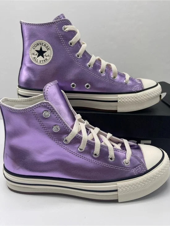 Converse CTAS EVA LIFT HI PURPLE/EGRET/BLACK A13449C Platform Sneakers