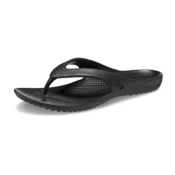 🆕Crocs  Kadee II Black Flip Flops Sandals Girls Size 4 NWOT