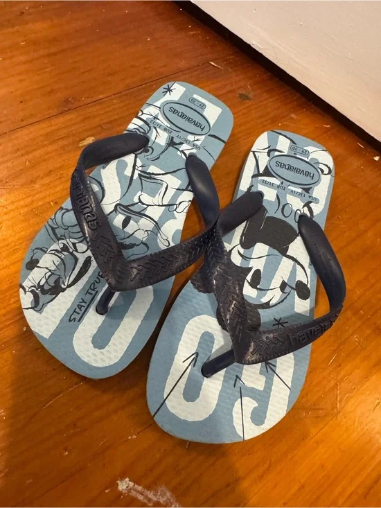 Havaianas Kids Light Blue and Navy Mickey Mouse Flip Flops