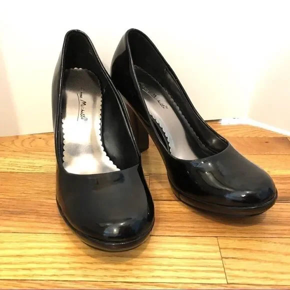 Black patent leather shiny platform heels shoes 9 NEW NIB NWT rockabilly pinup