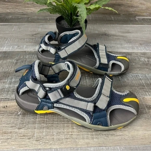 TEVA Velcro Water Sandal Closed Toe Blue Gray Youth Size 4
