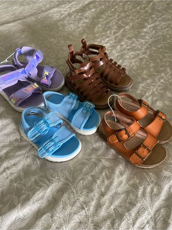 Cat & Jack & Carter’s brands Girls Brown Buckle Sandals and strap sandals