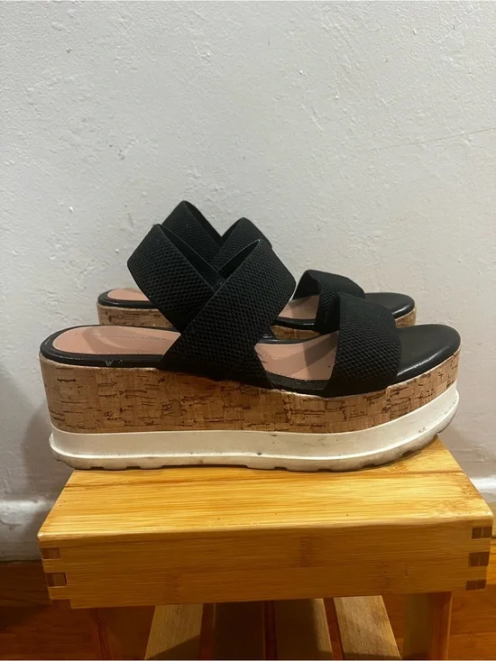 Gianni Bini Briarre Cork Wedge Platform Chunky Sandals Y2K  Women’s 8.5 Resort