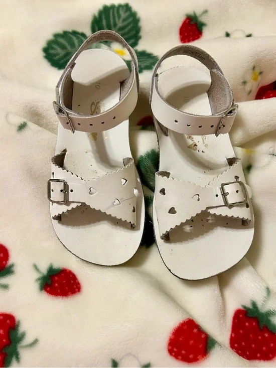 Sun San Girls White Heart Kids Sandals size 10