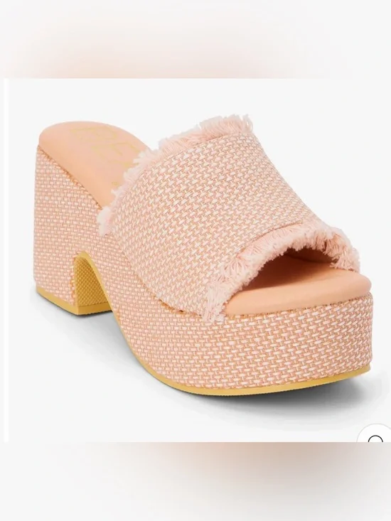Women's Pink Woven Terry Platform Sandals by Matisse