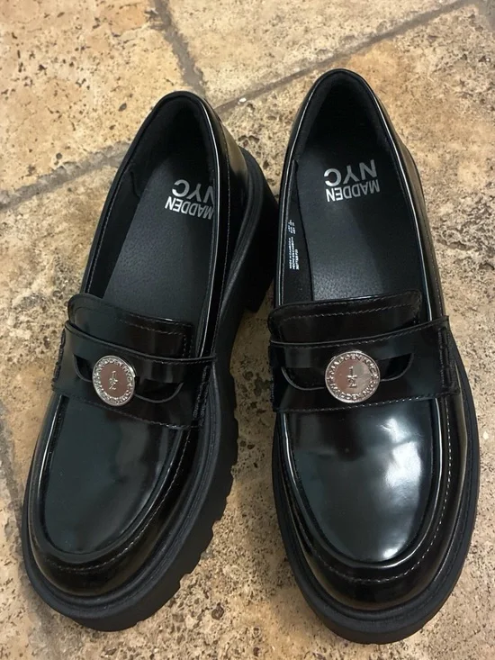 Steve Madden Black Patent Platform Loafers