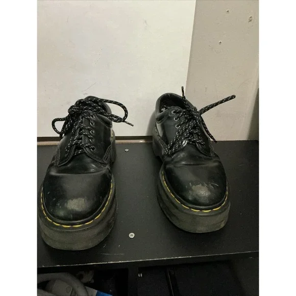 Dr. Martens Quad Platform Oxford Shoes Black Leather Women US 8 UK 6 EU 39 WEAR