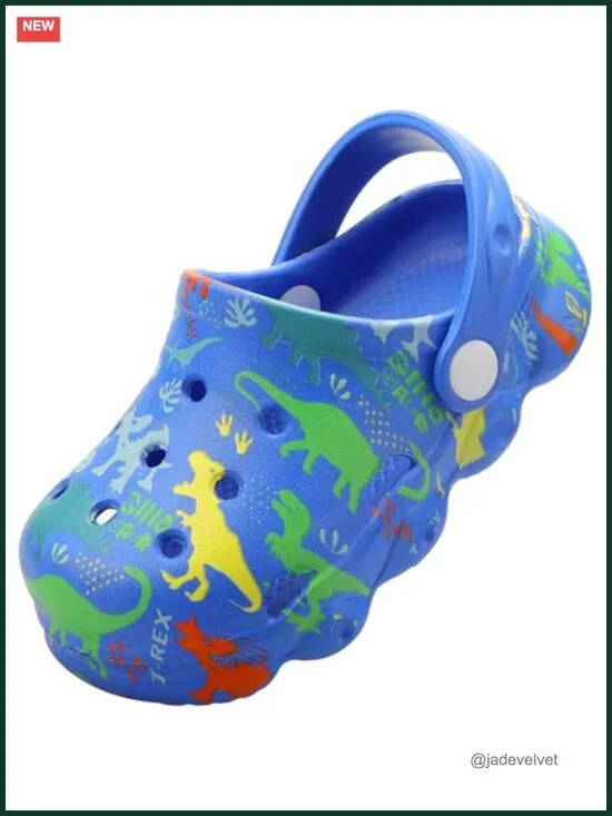 Toddler Dinosaur Garden Clogs - Adjustable Slip On Water Shoes for Summer
