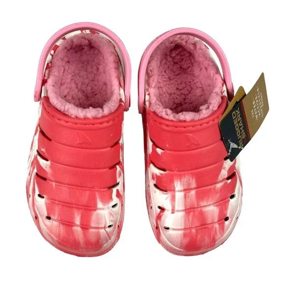 Rugged Shark Fleece Lined Molded Tie Dye Pink Clogs Toddler Girls Size 12 NWT
