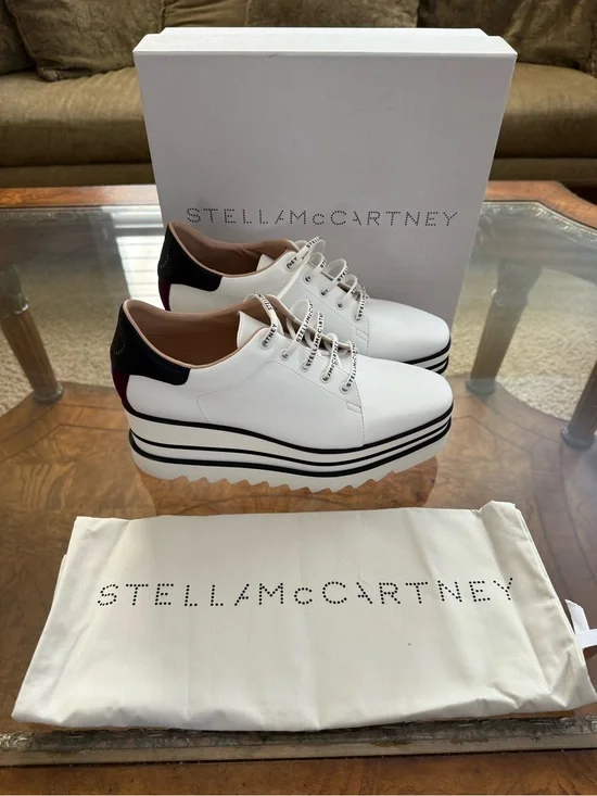 Stella McCartney Sneakelyse Eco Alter White Black Plum Platform Sneakers 9 10 👟
