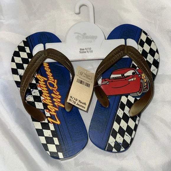 DISNEY Store CARS FLIP FLOPS SIZE 9/10 lightning mcqueen‎ New NWT
