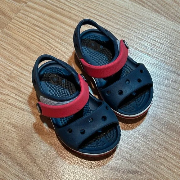 Crocs Crocband II Toddler Navy Blue Red Sporty Sandal‎ C4