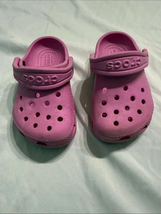 CROCS Kids Pink Classic Clog with Heel Strap