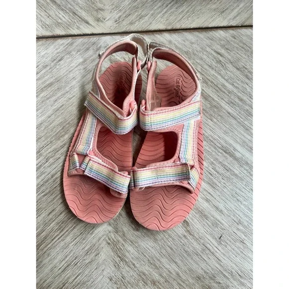 Cat & Jack Girls Emery‎ Rainbow Ankle Strap Sport Sandals 4 GUC