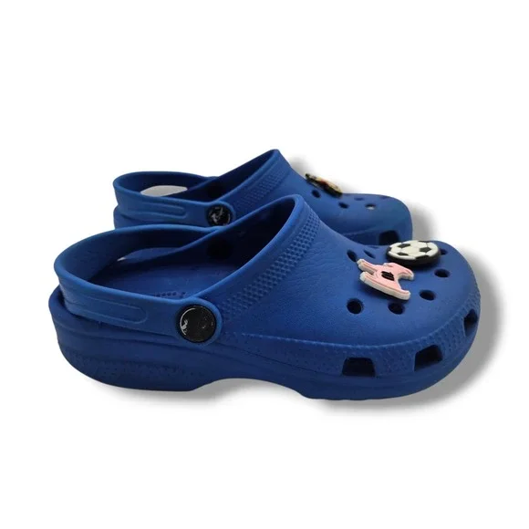 Crocs‎ Classic Clog Charms Youth 1 Blue Slip On Charms