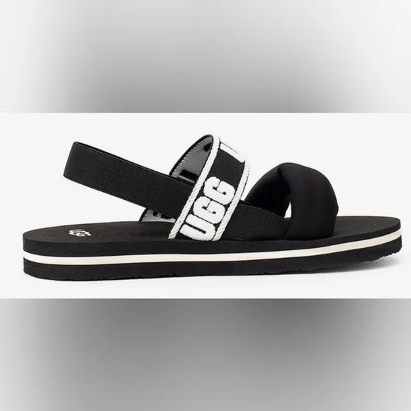 UGG Zuma Sling Black & White Logo Strap Toddler Sandals Size 7T MSRP $50