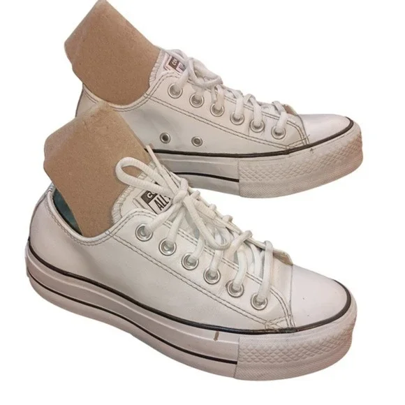 Converse‎ Chuck Taylor All Star Platform Leather White Women SKUW524