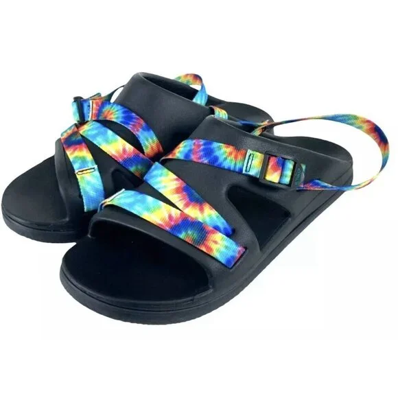 Chaco Chillos Sports Unisex Kids Junior Rainbow Tie Dye Strappy Sandals Size 6