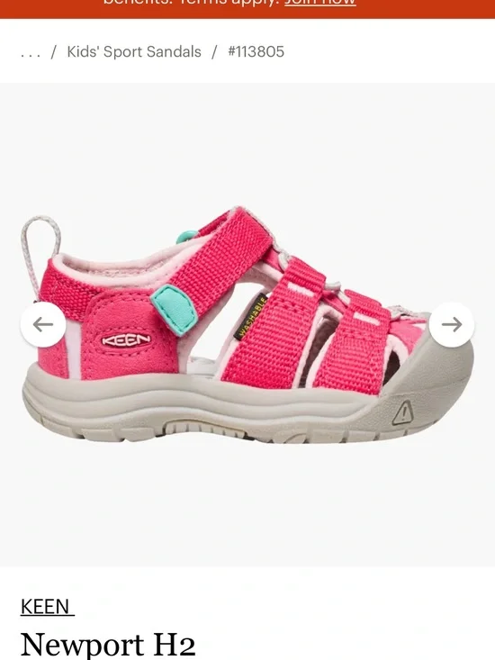 KEEN Kids Newport H2 Sport Sandal - Hot Pink with Teal Accent. Size 7