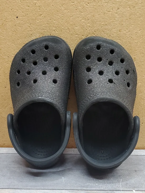 Crocs Kids Black Glitter Clogs Size C 6