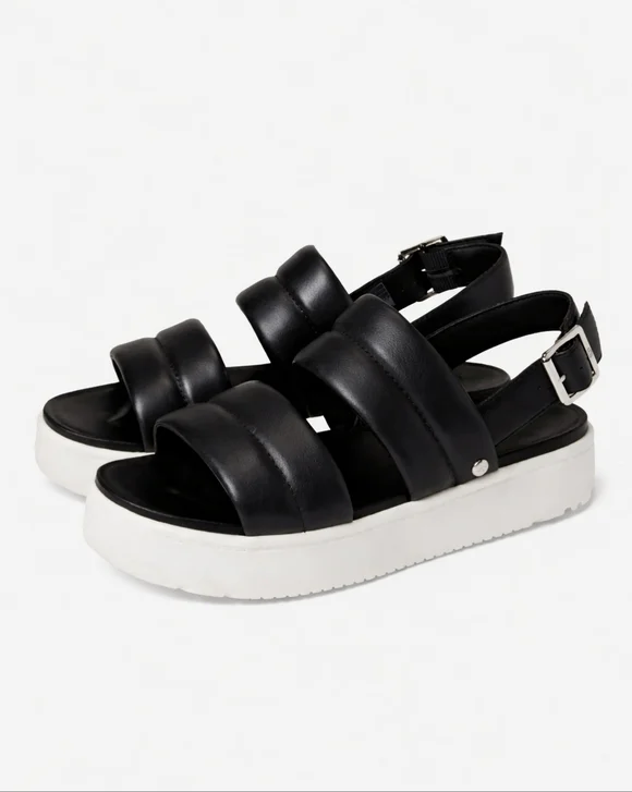 UGG Zayne Slingback Platform Sandal Black Leather