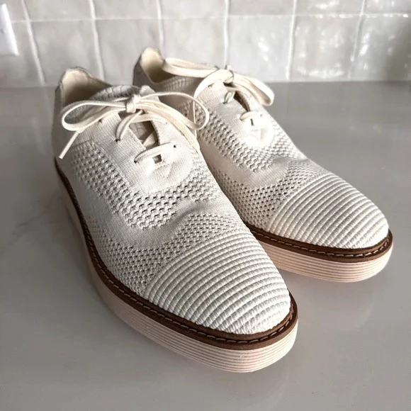 Cole Haan ØriginalGrand Platform Oxford Women 9 White Stitchlite Wingtip Shoes