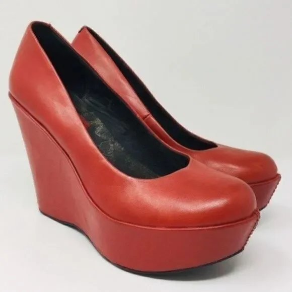 Kork east closed toe platform wedges light chestnut leather BoxG