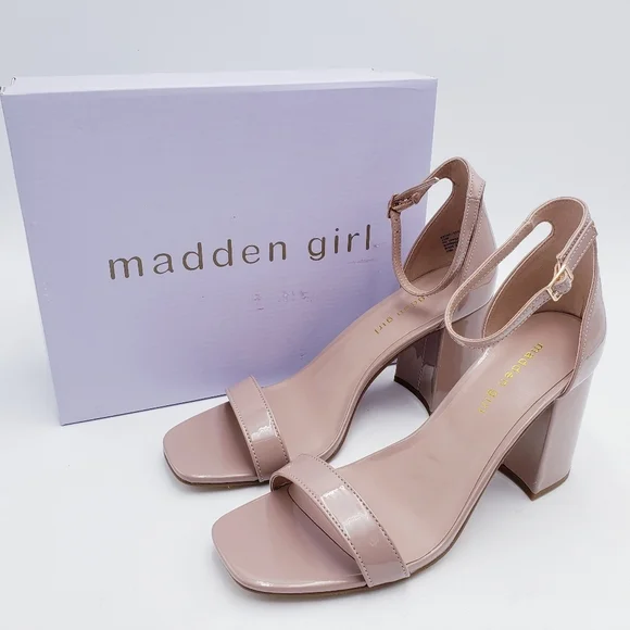 Madden Girl STAR Block Heel Platform Sandal Ankle‎ Strap Square Toe Pink Size 10