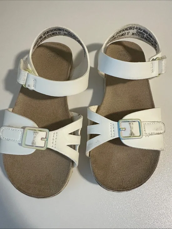 wonder nation White Girls' Strappy Buckle Sandals