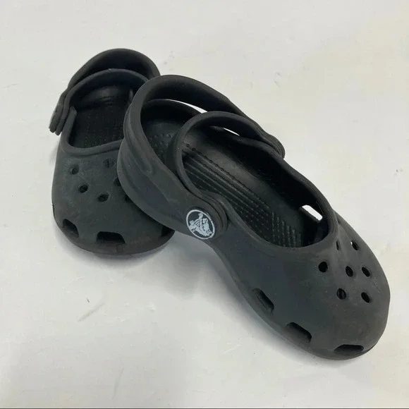 Crocs Youth Clogs Size 7 black double strap