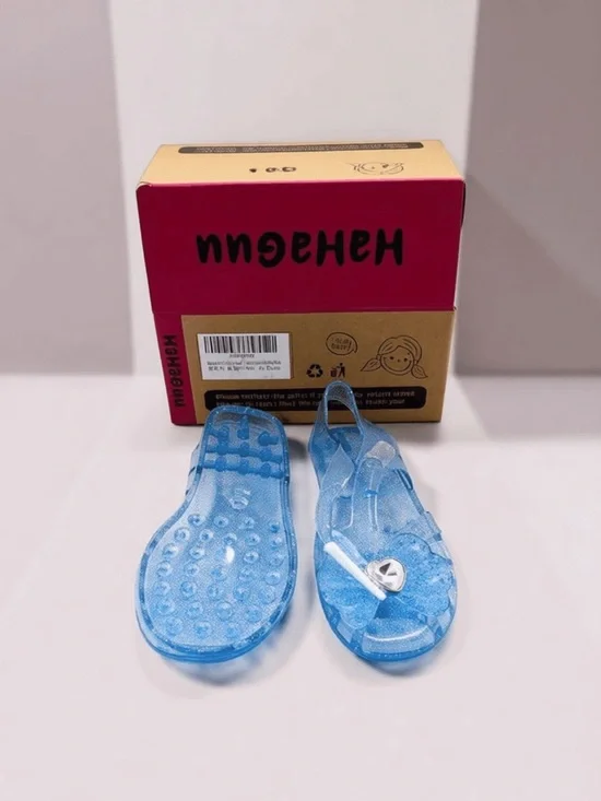 Kids Clear Blue Jelly Sandals - Unbranded