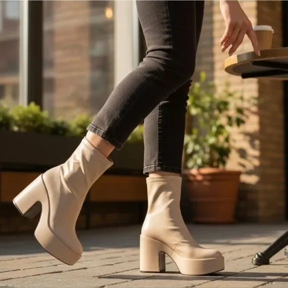 NEW- ZARA Women's Platform Heeded Ankle Boots