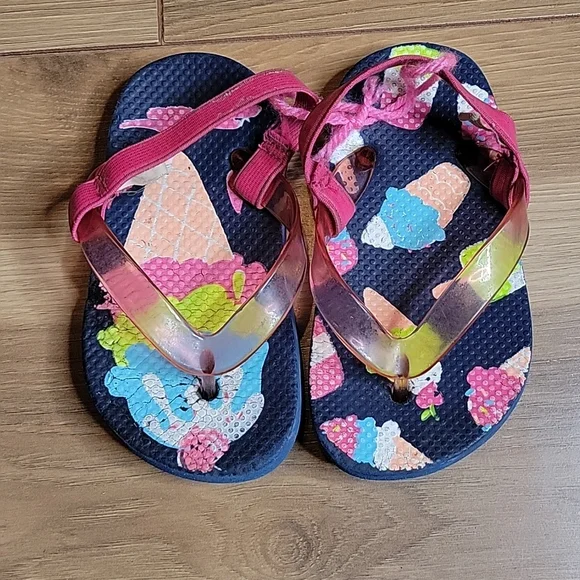 *3/$15* Ice Cream Flip Flops Toddler Girl Size 6/7