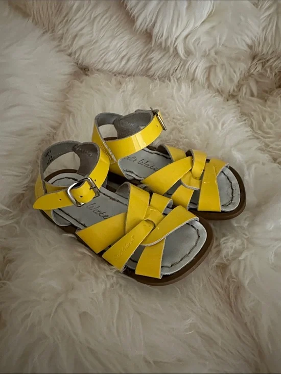 Saltwater Sandals Lemon Yellow Original Patent Leather Strappy Toddler