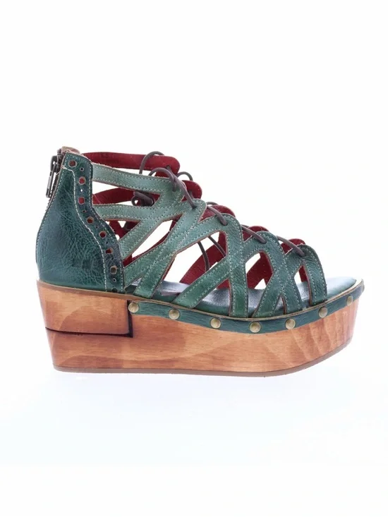 NWT Bed Stu Shirin Wooden Platform Leather Sandals  Womens Size 10
