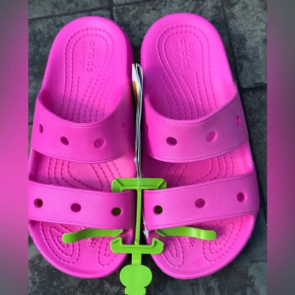 NEW CROCS Pink Open Toe Little Girls Sandals - Size 1C 1K