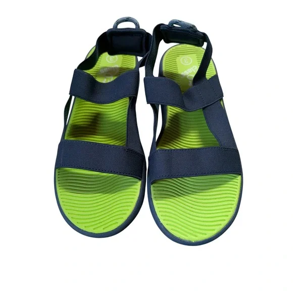 Art Class Boys Navy Blue Lime Green Strappy Sporty Sandals Size 3 Kids